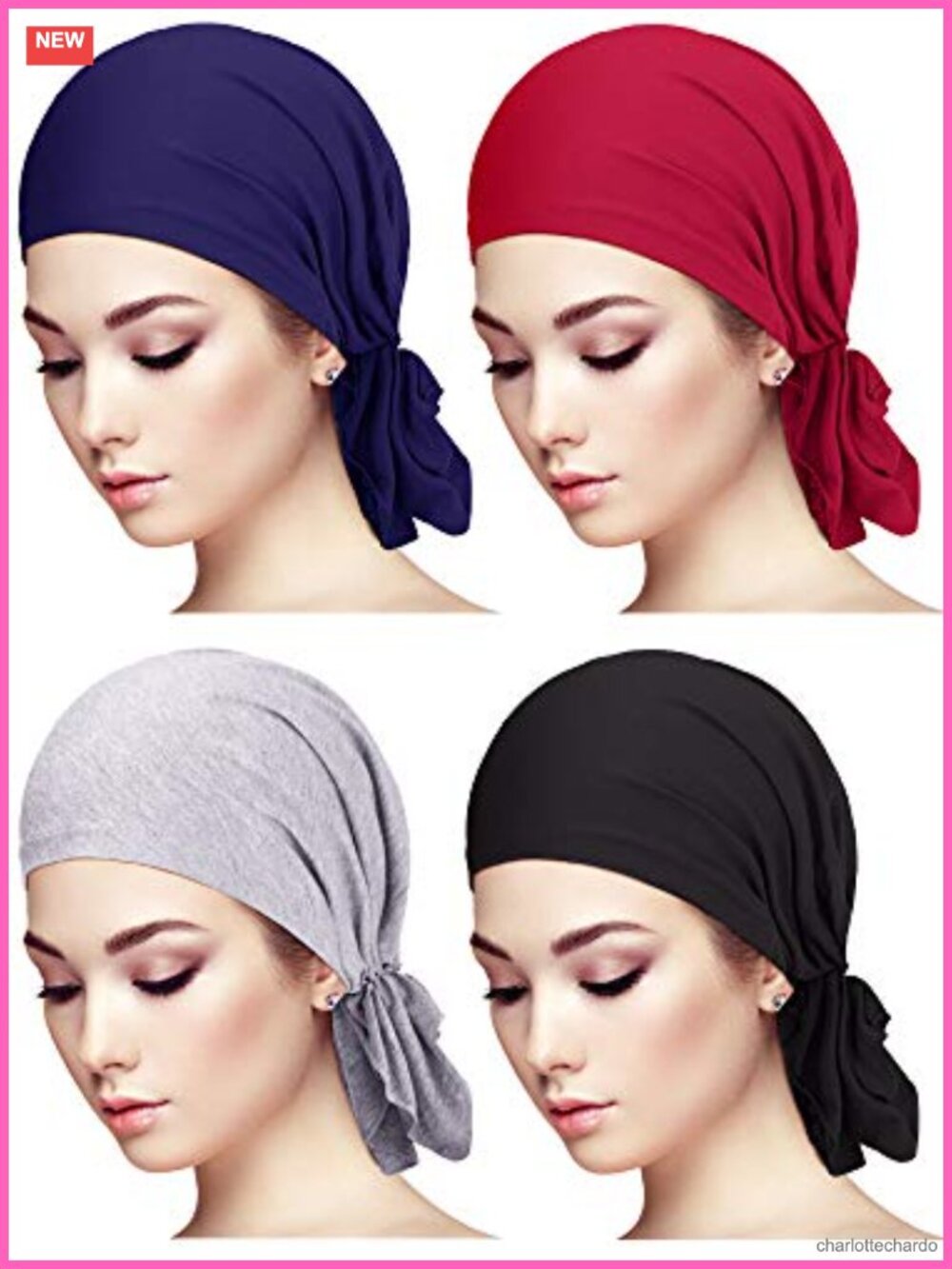 Pre-Tied Slip-On Head Scarves Modal Cotton Turban Beanie Caps